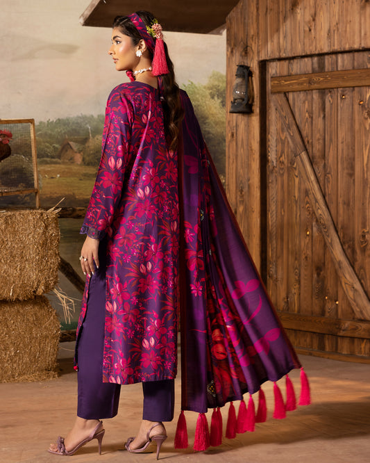 Printed Slub Stapple Shirt With Printed Slub Stapple Dupatta