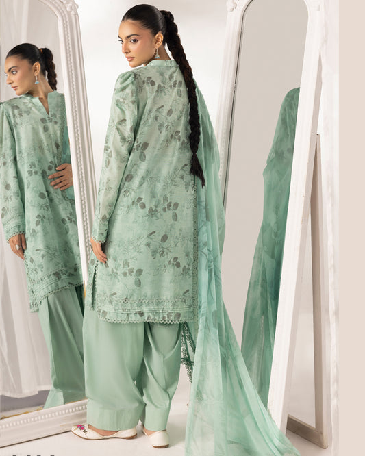 Digital Printed Karandi Shirt With Digital Printed Crinkle Dupatta & Karandi Dyed Trouser
