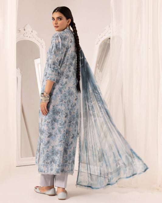 Digital Printed Karandi Shirt With Digital Printed Crinkle Dupatta & Karandi Dyed Trouser