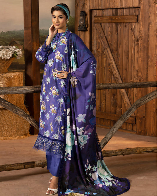 Printed Slub Stapple Shirt With Printed Slub Stapple Dupatta