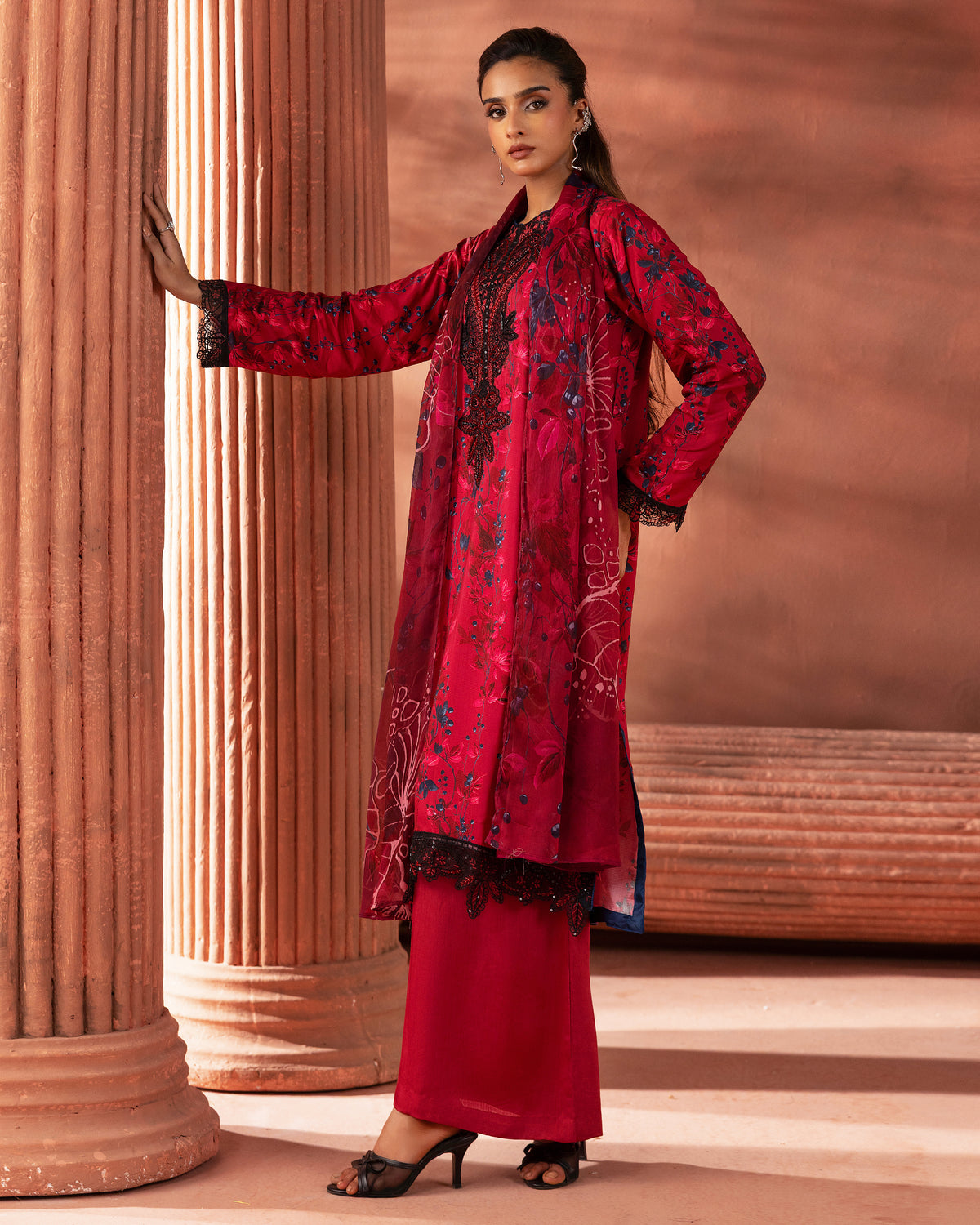 Crimson Lotus – 3-Piece Unstitched