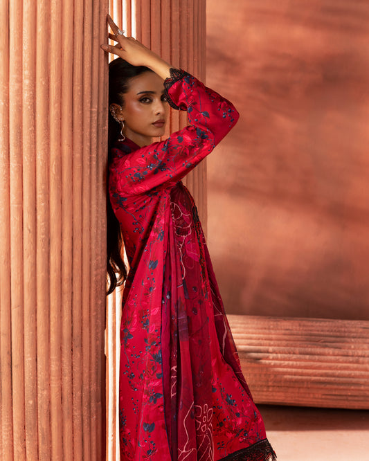 Crimson Lotus – 3-Piece Unstitched