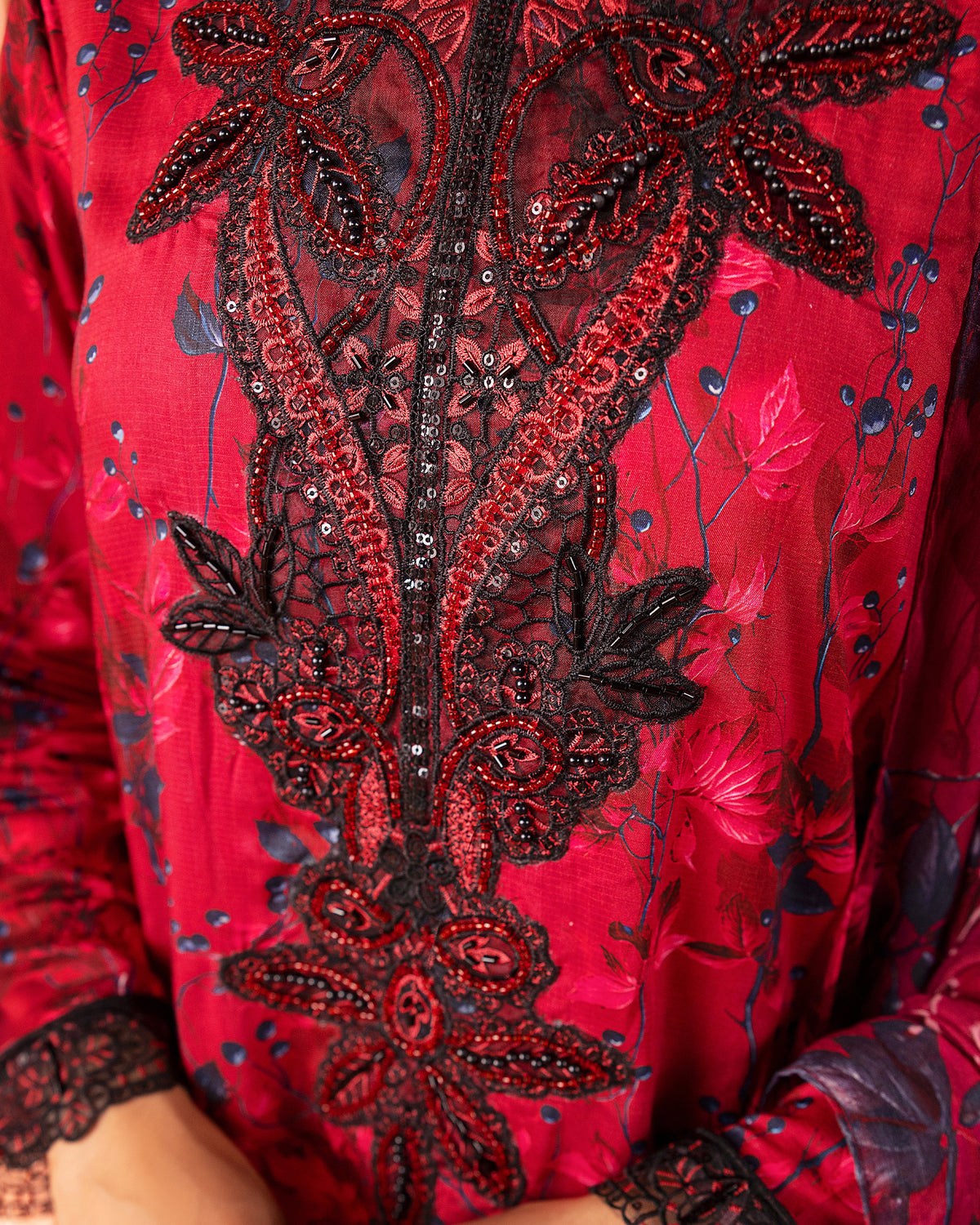 Crimson Lotus – 3-Piece Unstitched