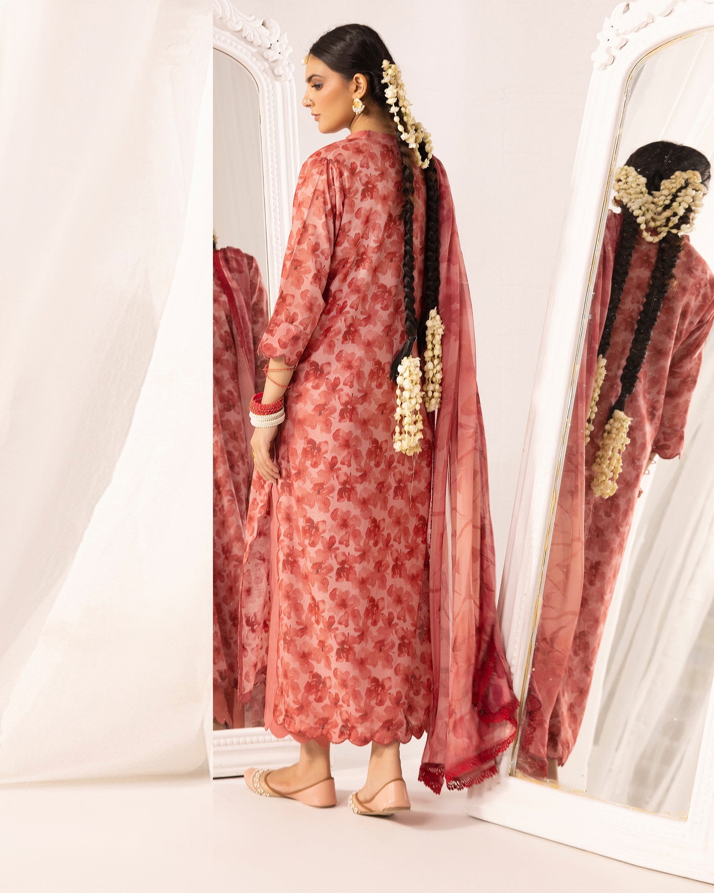 Digital Printed Karandi Shirt With Digital Printed Crinkle Dupatta & Karandi Dyed Trouser