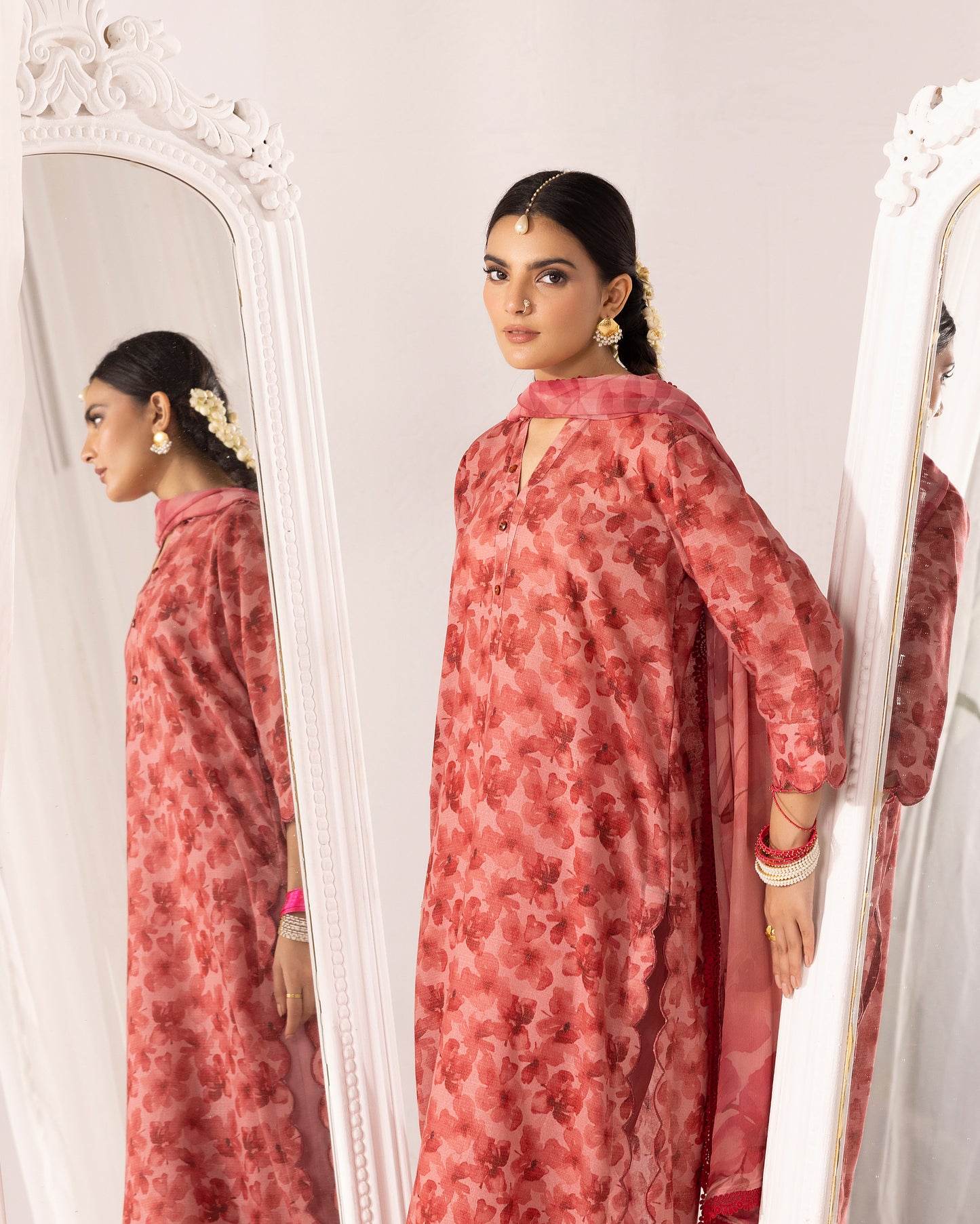 Digital Printed Karandi Shirt With Digital Printed Crinkle Dupatta & Karandi Dyed Trouser