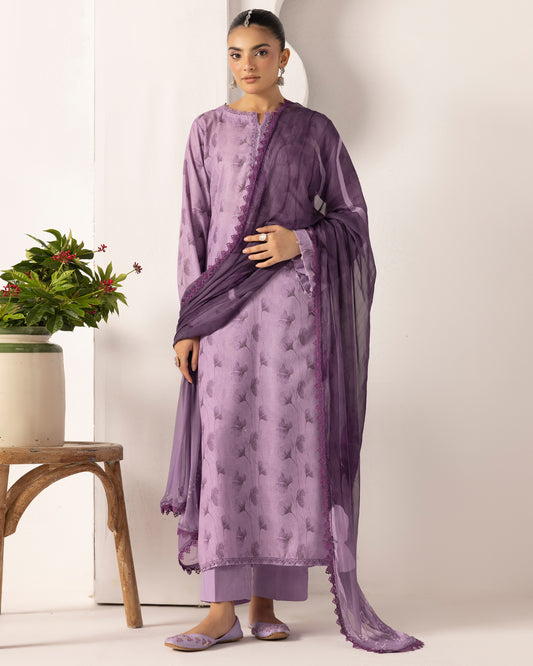 Digital Printed Karandi Shirt With Digital Printed Crinkle Dupatta & Karandi Dyed Trouser