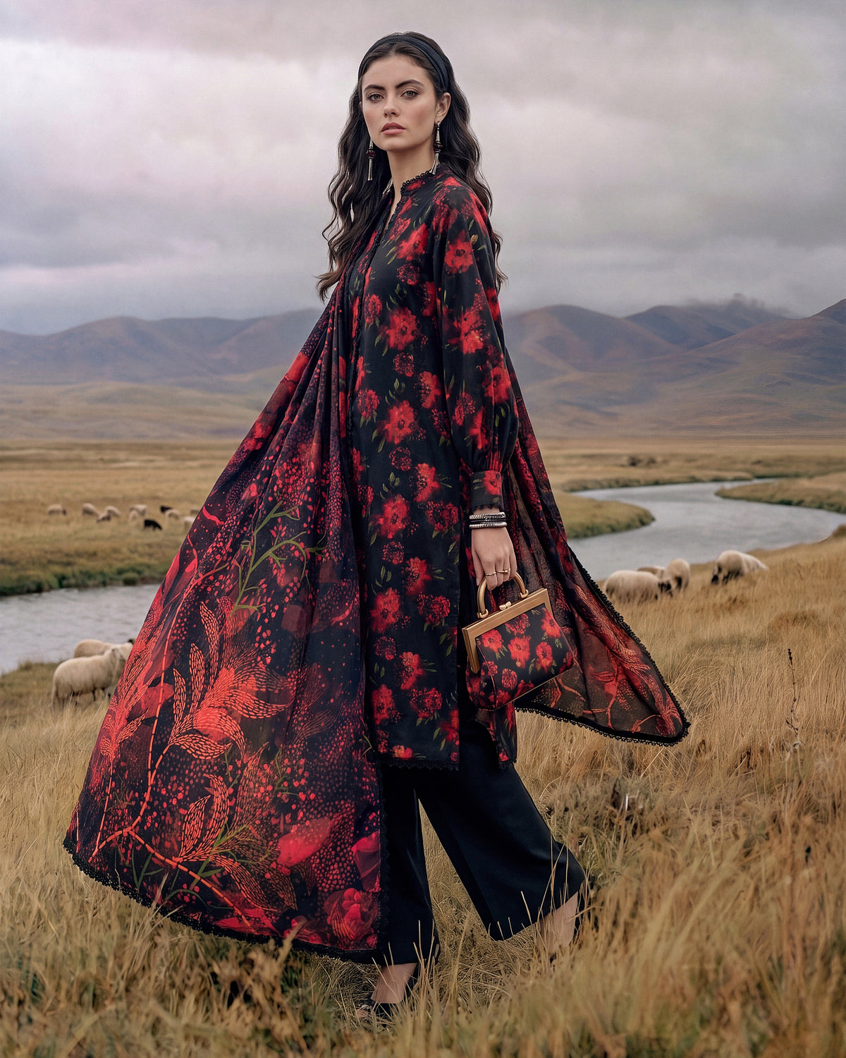 Obsidian Rose – 3-Piece Unstitched