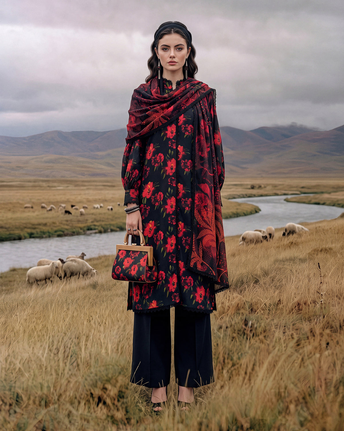 Obsidian Rose – 3-Piece Unstitched