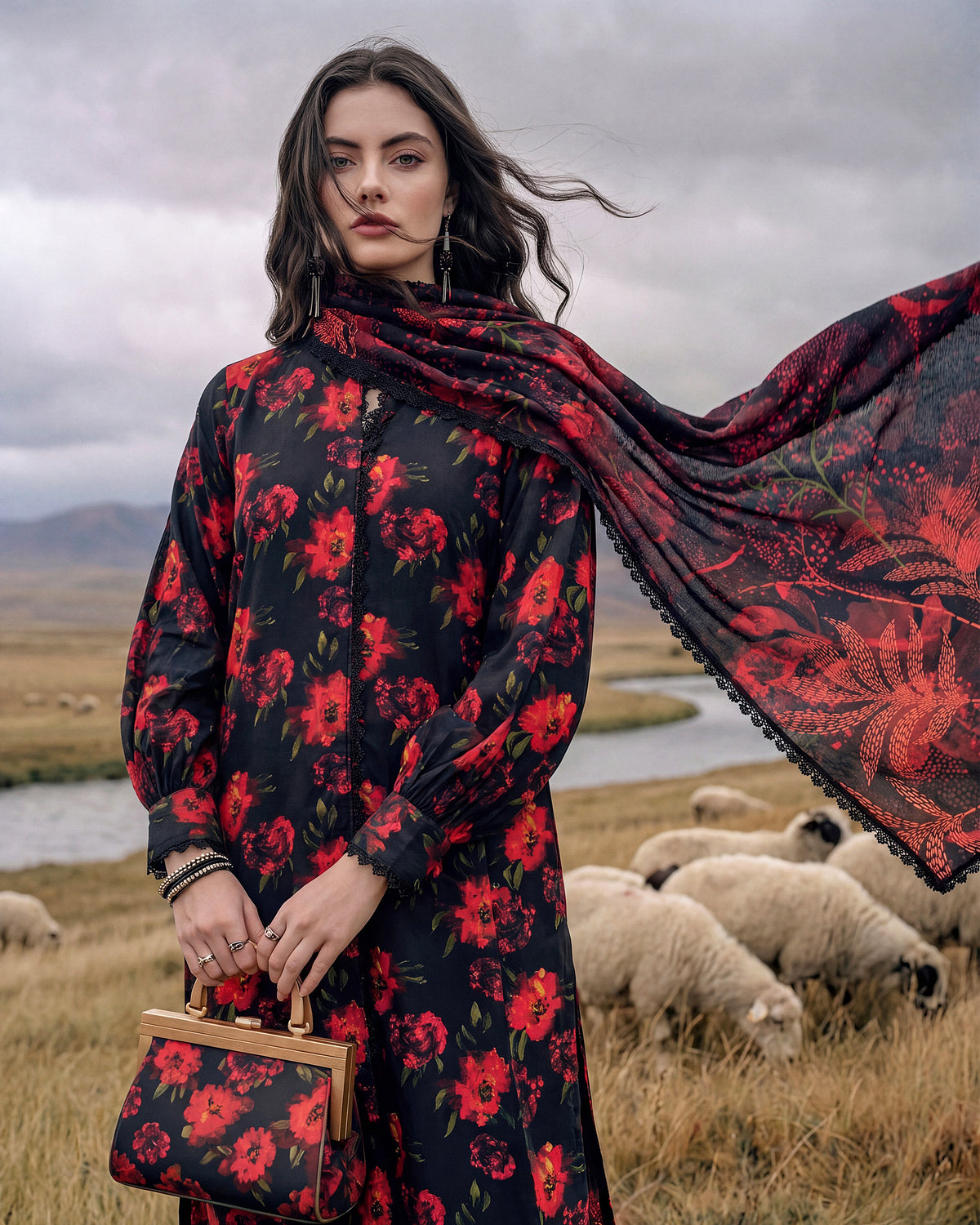 Obsidian Rose – 3-Piece Unstitched