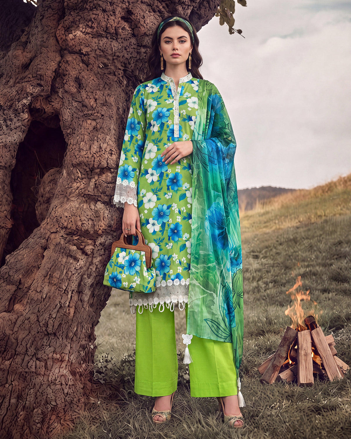 Oceanic Flora – 3-Piece Unstitched