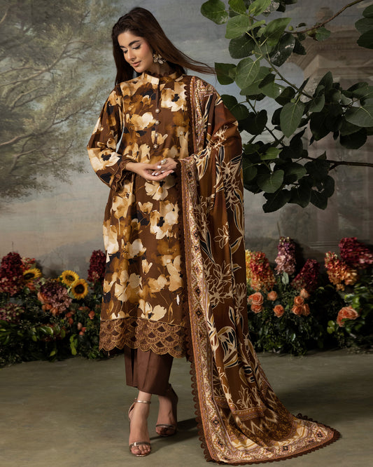 Printed Slub Stapple Shirt With Printed Slub Stapple Dupatta