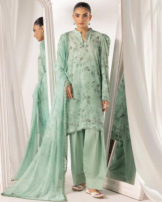 Digital Printed Karandi Shirt With Digital Printed Crinkle Dupatta & Karandi Dyed Trouser