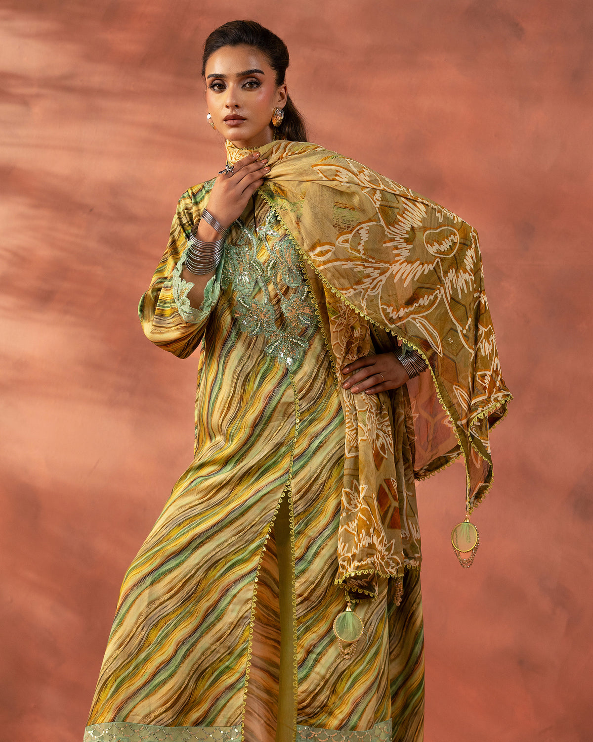Pistachio Cascade – 3-Piece Unstitched