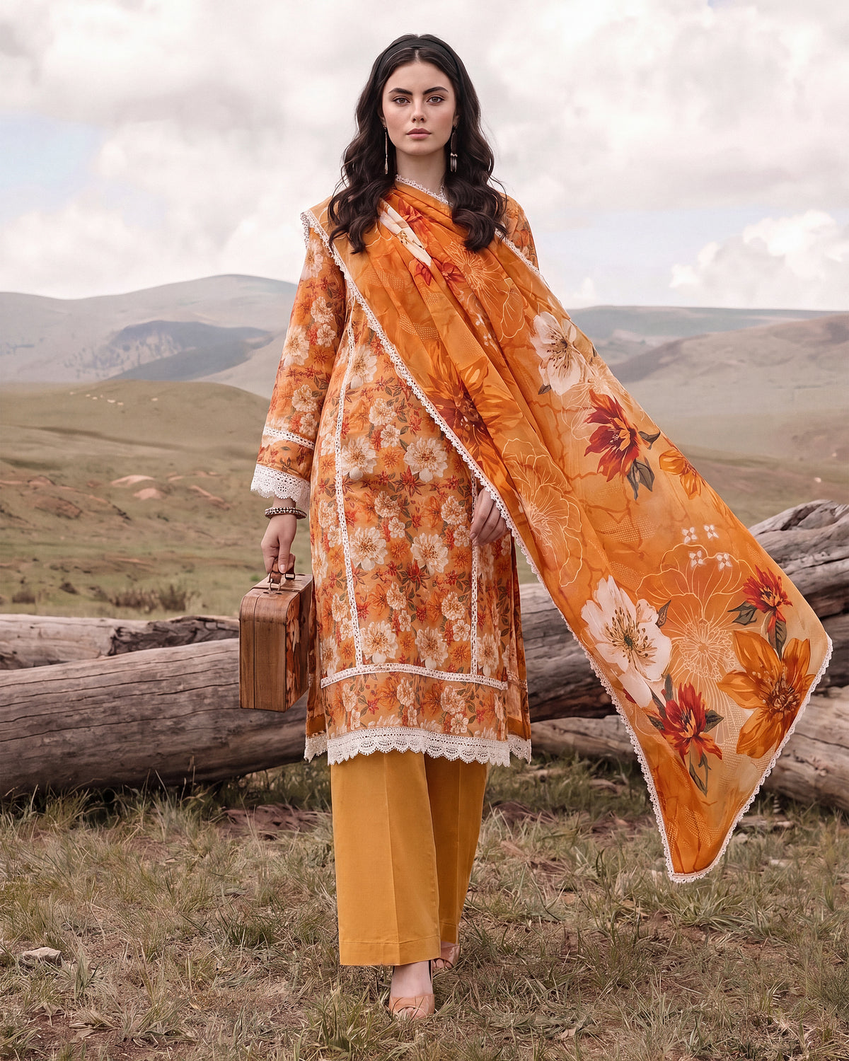 Sunset Blossom – 3-Piece Unstitched
