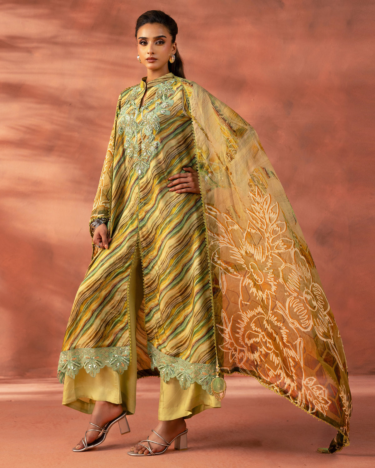 Pistachio Cascade – 3-Piece Unstitched