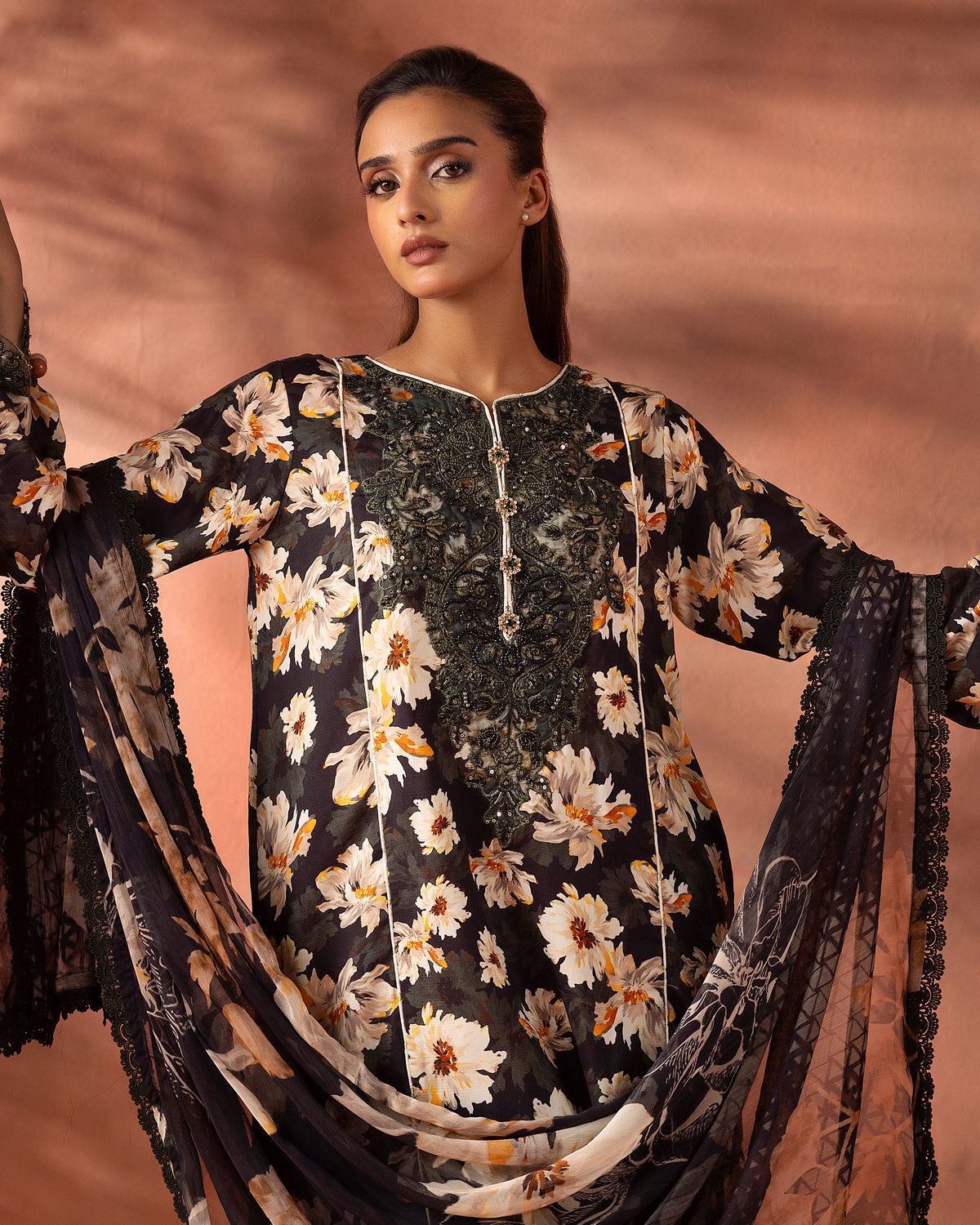 Noir Flora – 3-Piece Unstitched