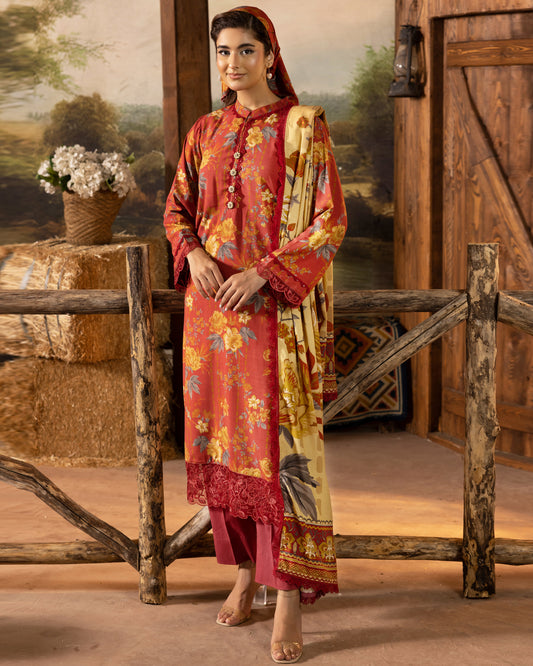 Printed Slub Stapple Shirt With Printed Slub Stapple Dupatta