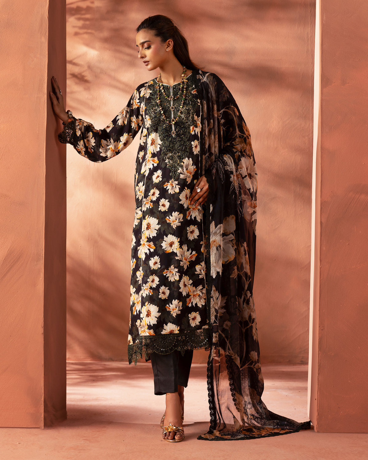 Noir Flora – 3-Piece Unstitched