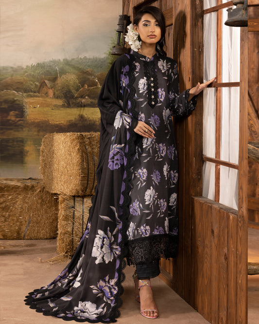 Printed Slub Stapple Shirt With Printed Slub Stapple Dupatta