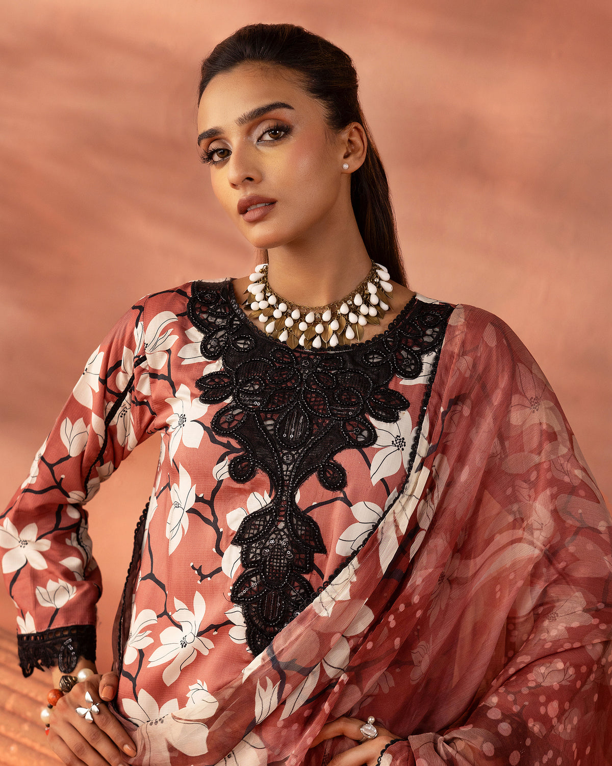 Dusty Rose Bloom – 3-Piece Unstitched